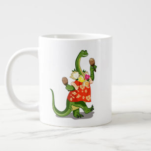 Illustration Of A Brontosaurus Playing Maracas. Large Coffee Mug
