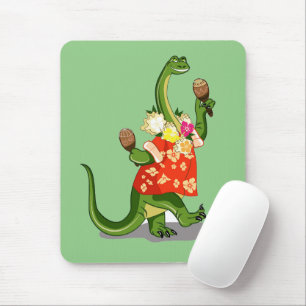 Illustration Of A Brontosaurus Playing Maracas. Mouse Pad