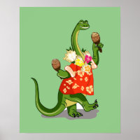 Illustration Of A Brontosaurus Playing Maracas.
