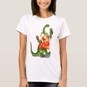 Illustration Of A Brontosaurus Playing Maracas. T-Shirt