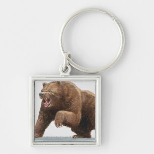 Illustration of a Brown bear Key Ring
