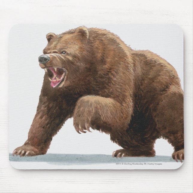 Illustration of a Brown bear Mouse Pad (Front)