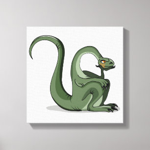 Illustration Of A Cartoon Brontosaurus Thinking. Canvas Print