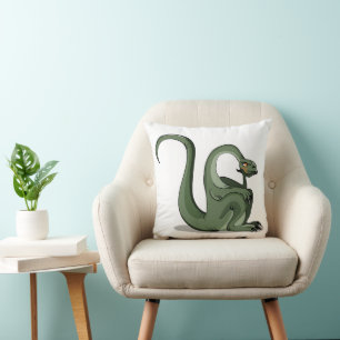 Illustration Of A Cartoon Brontosaurus Thinking. Cushion