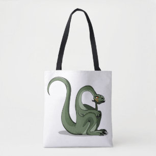 Illustration Of A Cartoon Brontosaurus Thinking. Tote Bag