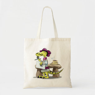 Illustration Of A Cartoon Raptor Poet Thinking. Tote Bag