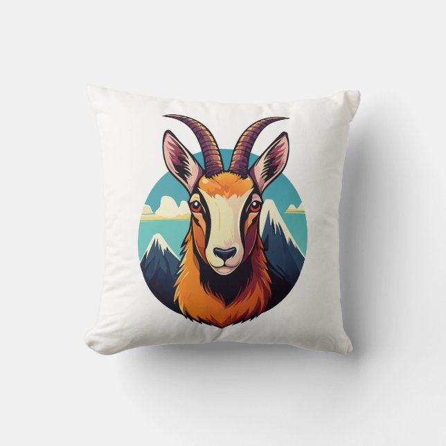 Illustration of a chamois head cushion (Front)