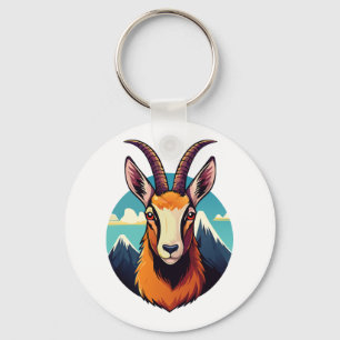 Illustration of a chamois head key ring