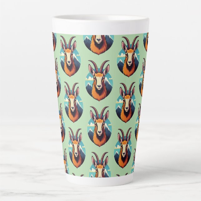 Illustration of a chamois head latte mug (Front)