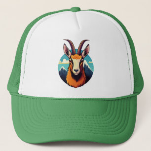 Illustration of a chamois head trucker hat