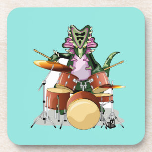 Illustration Of A Chasmosaurus Playing The Drums. Coaster