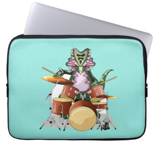 Illustration Of A Chasmosaurus Playing The Drums. Laptop Sleeve