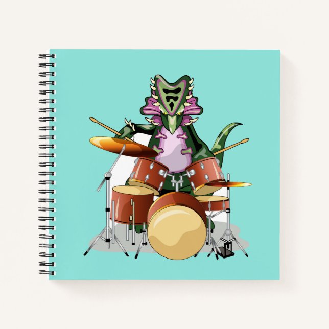 Illustration Of A Chasmosaurus Playing The Drums. Notebook (Front)