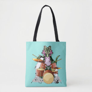 Illustration Of A Chasmosaurus Playing The Drums. Tote Bag