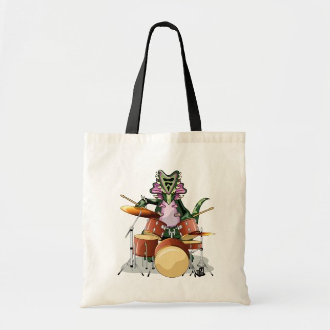 Illustration Of A Chasmosaurus Playing The Drums. Tote Bag (Front)