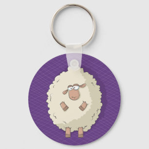 Illustration of a cute and funny giant sheep key ring
