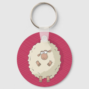 Illustration of a cute and funny giant sheep key ring