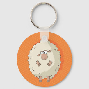 Illustration of a cute and funny giant sheep key ring
