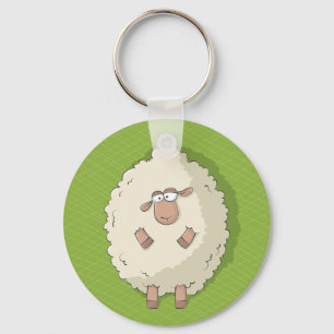 Illustration of a cute and funny giant sheep key ring