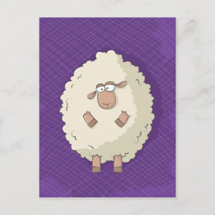 Illustration of a cute and funny giant sheep postcard