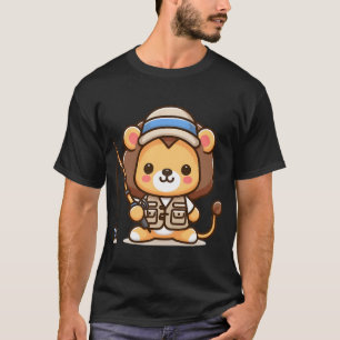 Illustration of a cute bear with a fish and a buck T-Shirt