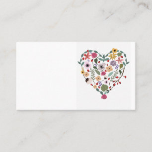 Illustration of a floral heart on business cards