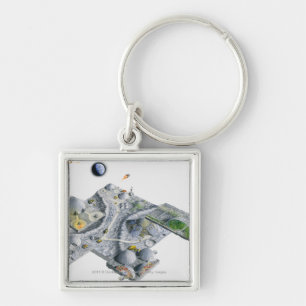 Illustration of a futuristic base on the Moon Key Ring