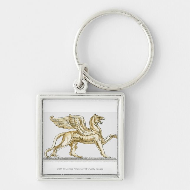 Illustration of a griffin statue key ring (Front)