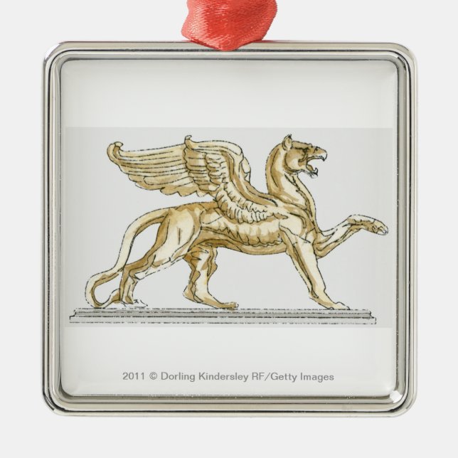Illustration of a griffin statue metal ornament (Front)