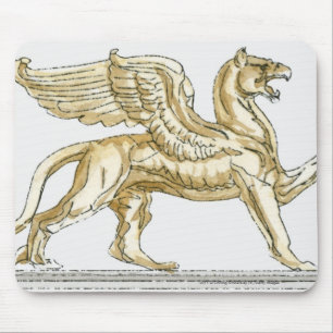 Illustration of a griffin statue mouse pad