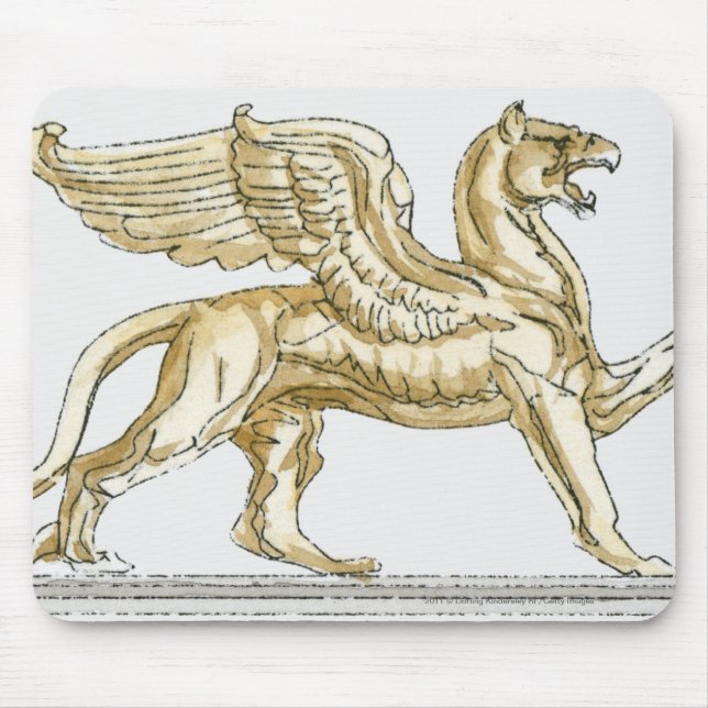 Illustration of a griffin statue mouse pad (Front)