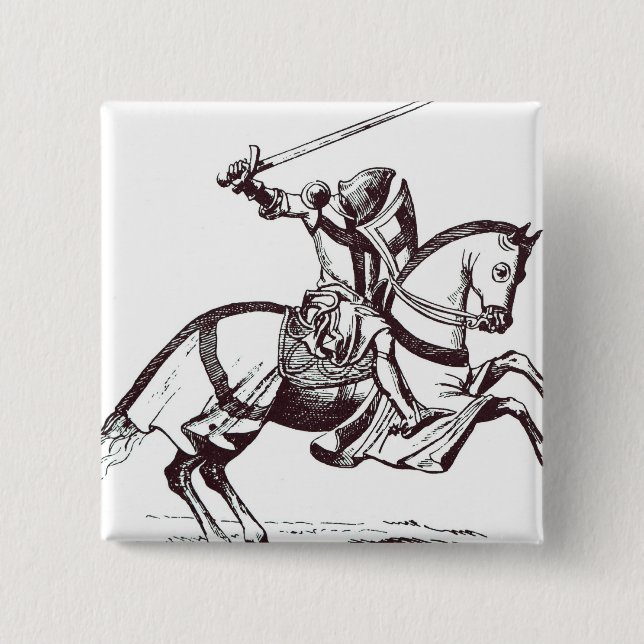 Illustration of a Knight Templar 15 Cm Square Badge (Front)