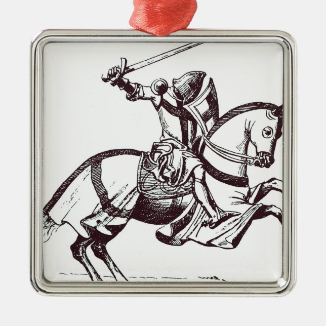 Illustration of a Knight Templar Metal Ornament (Front)