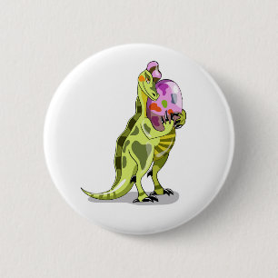 Illustration Of A Lambeosaurus Holding An Egg. 6 Cm Round Badge