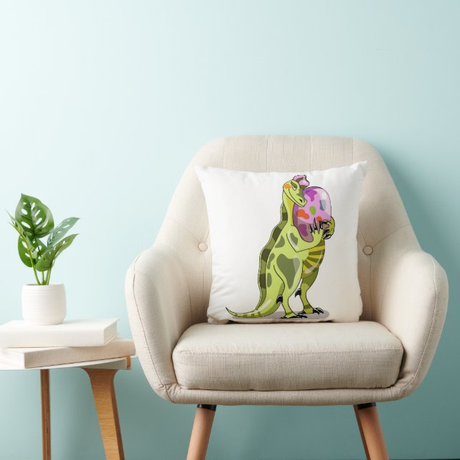 Illustration Of A Lambeosaurus Holding An Egg. Cushion (Chair)