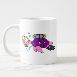 Illustration Of A Loch Ness Monster Scuba Diver. Large Coffee Mug