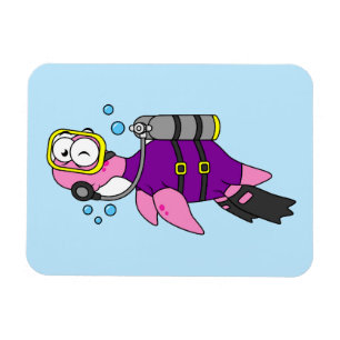 Illustration Of A Loch Ness Monster Scuba Diver. Magnet