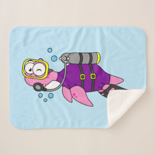Illustration Of A Loch Ness Monster Scuba Diver. Sherpa Blanket
