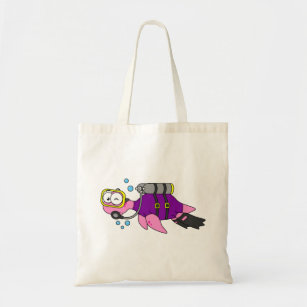 Illustration Of A Loch Ness Monster Scuba Diver. Tote Bag
