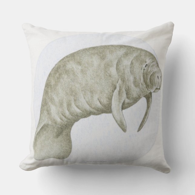 Illustration of a Manatee (Trichechus sp.) Cushion (Front)