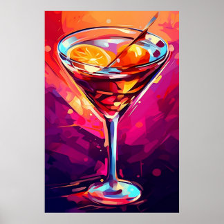 Illustration of a Martini ArtPrint Poster Wall Art