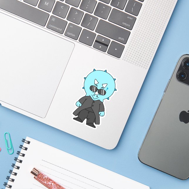 Illustration Of A Matrix Triceratops. (Laptop w/ iPhone)