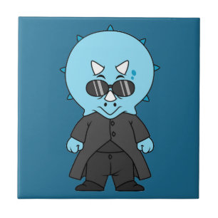 Illustration Of A Matrix Triceratops. Ceramic Tile