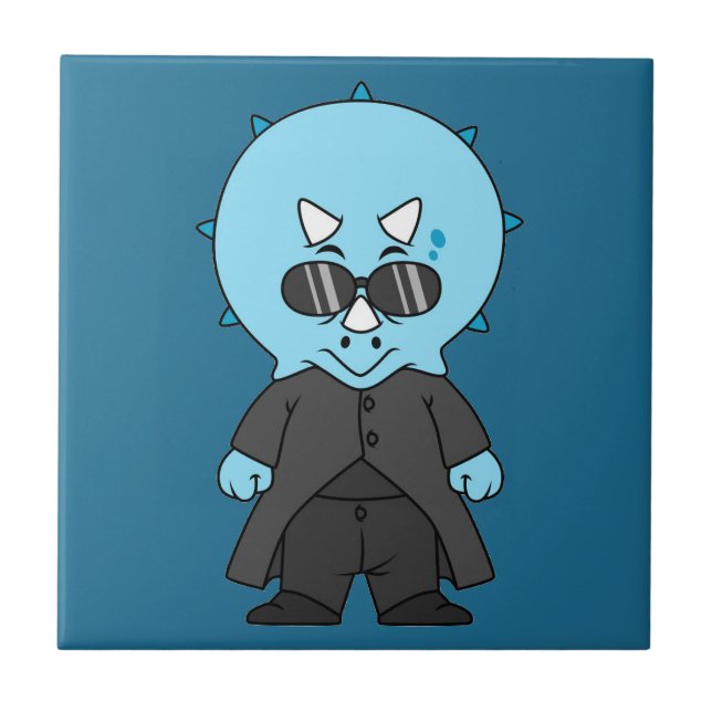 Illustration Of A Matrix Triceratops. Ceramic Tile (Front)