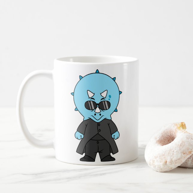 Illustration Of A Matrix Triceratops. Coffee Mug (With Donut)