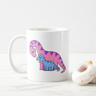 Illustration Of A Mother And Child Brachiosaurus. Coffee Mug