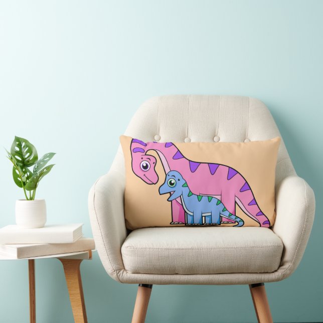 Illustration Of A Mother And Child Brachiosaurus. Lumbar Cushion (Chair)