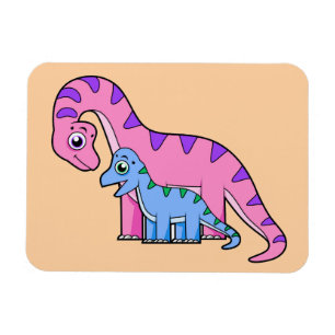 Illustration Of A Mother And Child Brachiosaurus. Magnet