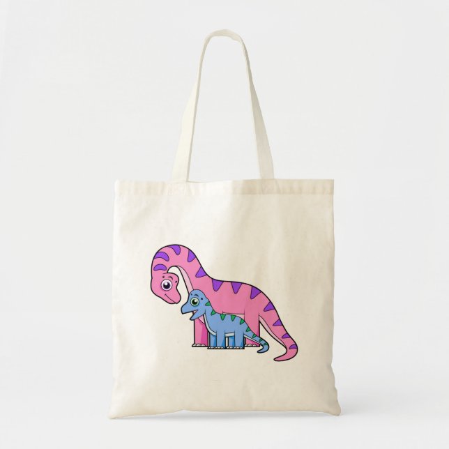 Illustration Of A Mother And Child Brachiosaurus. Tote Bag (Front)