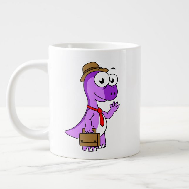 Illustration Of A Pachycephalosaurus Businessman. Large Coffee Mug (Left)